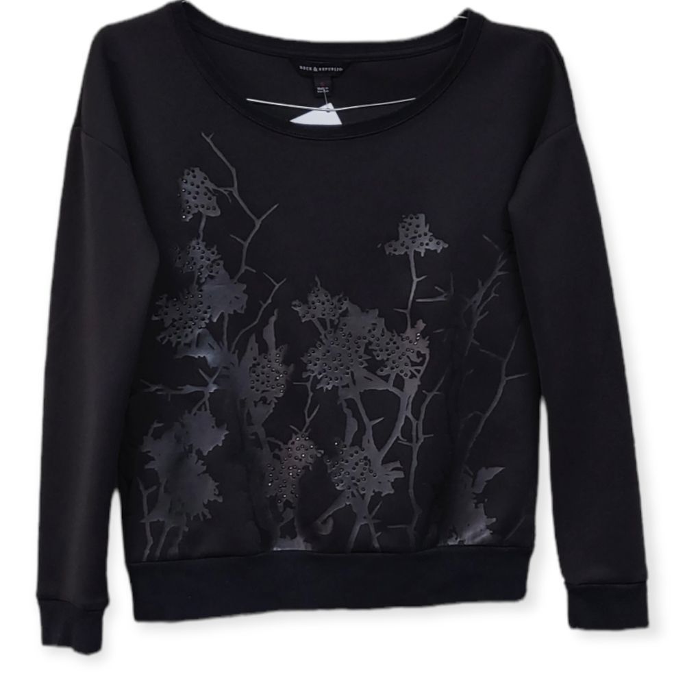 ROCK & REPUBLIC‎ Rhinestone Forest Spandex Sweater